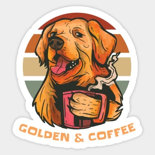 coffee and golden retriever golden retrievers life is golden Sticker